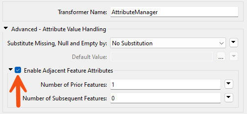 Enabling Adjacent Feature Attributes